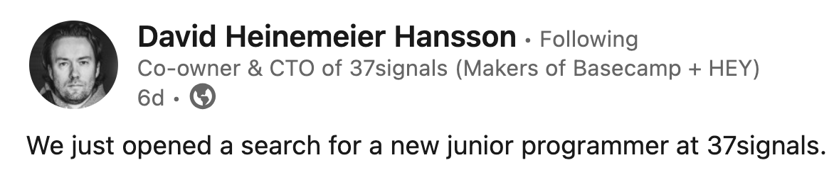 Seeking juniors