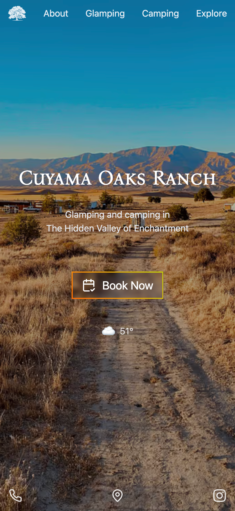 Cuyama Oaks Ranch mobile view